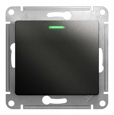 Выключатель одноклавишный с подсветкой SE Glossa антрацит GSL000713