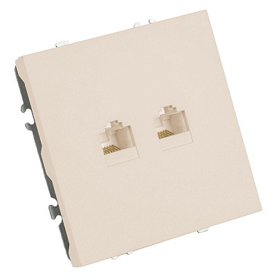Розетка компьютерная 2-местная RJ-45 (механизм), STEKKER Эмили, RST00-5111-08, кашемир, soft touch