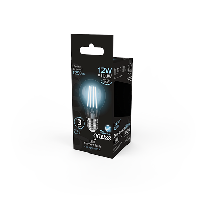 Лампа Gauss Filament А60 12W 1250lm 4100К Е27 LED 102902212 (10 шт)