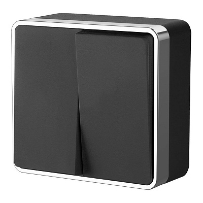 Выключатель двухклавишный Werkel Gallant черный/хром a050972