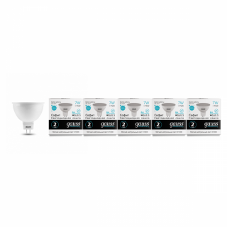 Упаковка светодиодных ламп 5 шт Gauss Elementary MR16 7W 550lm 4100K GU5.3 LED  13527