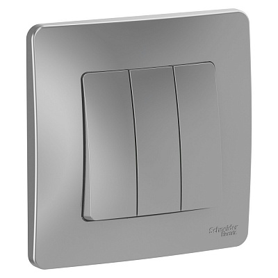 Выключатель трехклавишный алюминий SE Blanca BLNVS100503