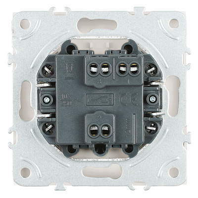 Переключатель 1-клавишный (механизм), STEKKER Эмили, 250В, 10A, RSW10-5105-01, белый фарфор, soft touch
