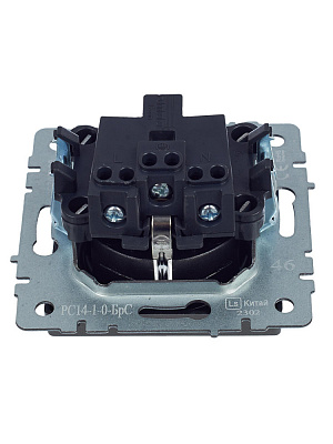 Розетка с заземлением и защитными шторками IEK Brite РС14-1-0-БрС сталь BR-R14-16-K46