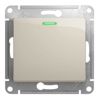 Переключатель проходной одноклавишный SE Glossa с подсветкой молочный GSL000963