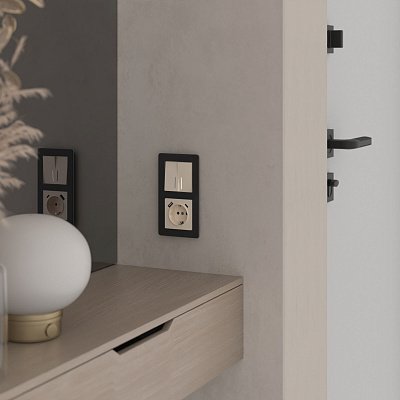 Выключатель двухклавишный с подсветкой Werkel айвори акриловый a064057