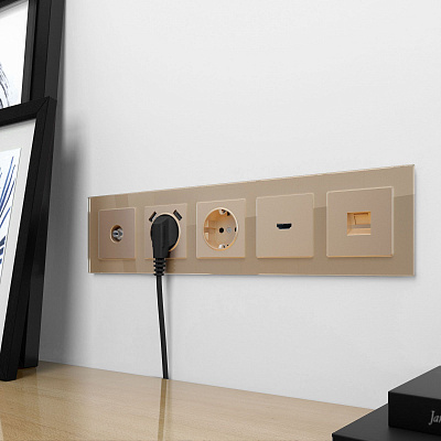 Накладка для розетки HDMI Werkel шампань a040908