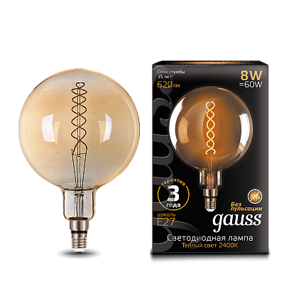 Лампа Gauss Filament G200 8W 620lm 2400К Е27 LED 154802008