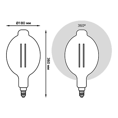 Лампа Gauss Filament BT180 8W 780lm 2400К Е27LED 151802008