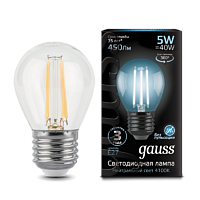 Лампа Gauss Filament Шар 5W 450lm 4100К Е27 LED 105802205