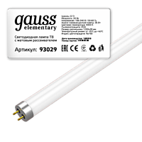 Лампа Gauss Elementary T8 20W 1560lm 4000K G13 1200mm LED 93029
