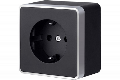 Розетка с заземлением черный с серебром Werkel Gallant W5071034 a051148