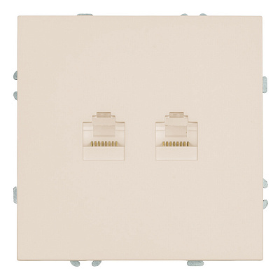 Розетка компьютерная 2-местная RJ-45 (механизм), STEKKER Эмили, RST00-5111-08, кашемир, soft touch