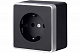 Розетка с заземлением черный с серебром Werkel Gallant W5071034 a051148