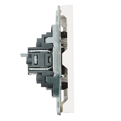 Розетка компьютерная 1-местная RJ-45 (механизм), STEKKER Эмили, RST00-5117-01, белый фарфор, soft touch