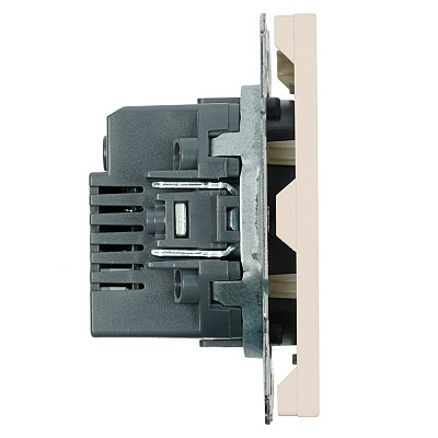 Розетка 2-местная USB + Type C (механизм), STEKKER Эмили, 250В, 20W, RST10-5115-08, кашемир, soft touch