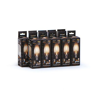 Лампа Gauss Filament Свеча 9W 680lm 2700К Е14 LED 103801109 (2 шт)