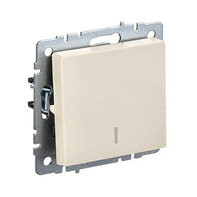 Выключатель одноклавишый с подсветкой IEK Brite ВС10-1-1-БрКр бежевый BR-V10-1-10-K10