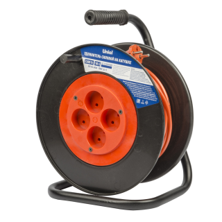 Удлинитель силовой на катушке 4 гнезда 20м 10A YX10-004/UCK-4N/2*1/20m/S ORANGE/BLACK