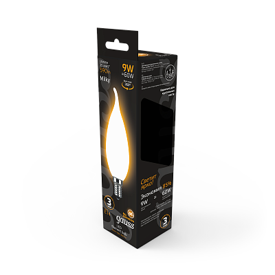 Лампа Gauss Filament Свеча на ветру 9W 590lm 3000К Е14 LED 104201109 (10 шт)