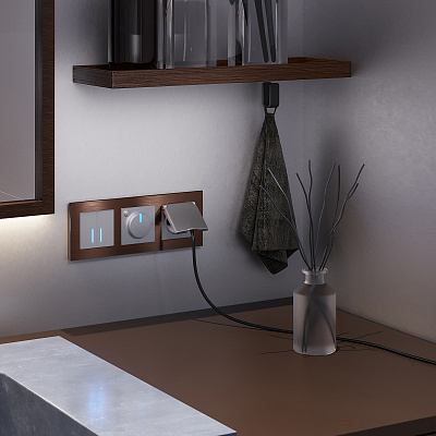 Сенсорный выключатель двухклавишный с подсветкой Werkel W4520106 серебряный a047895