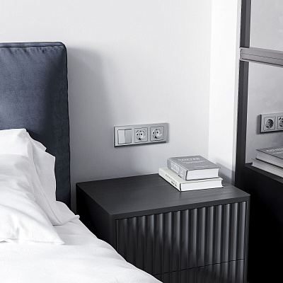 Выключатель двухклавишный Werkel серебряный матовый a063609