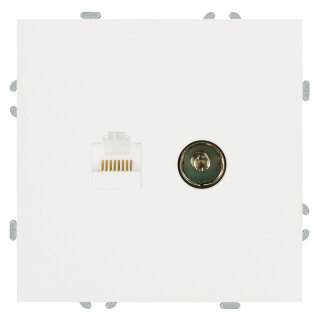 Розетка TV + компьютерная RJ-45 (механизм), STEKKER Эмили, RST00-5106-01, белый фарфор, soft touch