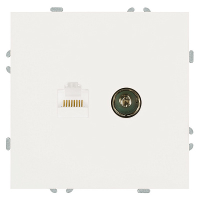 Розетка TV + компьютерная RJ-45 (механизм), STEKKER Эмили, RST00-5106-01, белый фарфор, soft touch