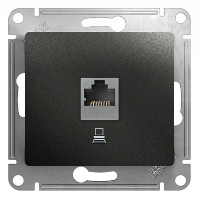Розетка RJ45 кат.5е антрацит SE Glossa GSL000781K