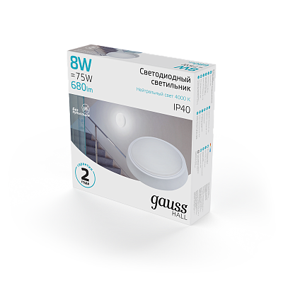 Точечный накладной светильник Gauss HALL 8W 680lm 4000K 200-240V IP40 LED 193411208