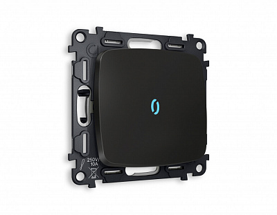 Комплект механизма 1-клавишного выключателя с подсветкой 10000K OMEGA MO802020 Черный матовый QUANT