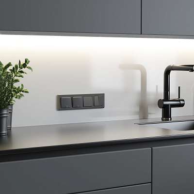 Выключатель двухклавишный проходной Werkel графит матовый a063100