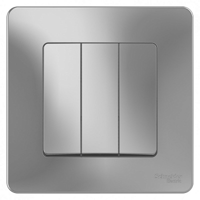 Выключатель трехклавишный алюминий SE Blanca BLNVS100503