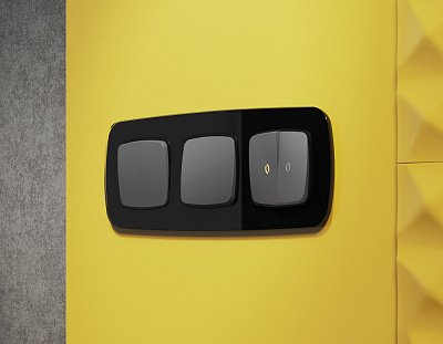 Рамка OMEGA Radian (Черный Стекло закаленное натуральное) на 2 поста OF350802