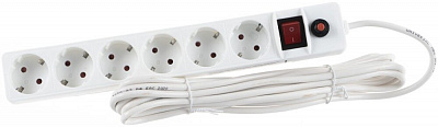 Удлинитель с сетевым фильтром UNIVersal 6х5м. с/з. шторки (бел.) UNIVersal 967U-3005