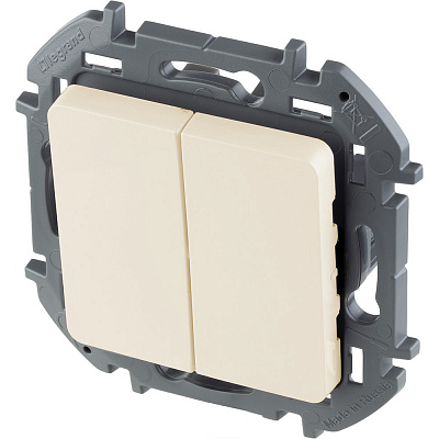 Выключатель двухклавишный бежевый Legrand Inspiria 673621