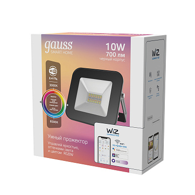Прожектор светодиодный Gauss Smart Home 10W 700lm 3000-6500K 200-240V IP65 1/20 206180
