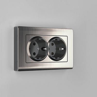 Рамка для двойной розетки глянцевый никель Werkel W0081602 209901