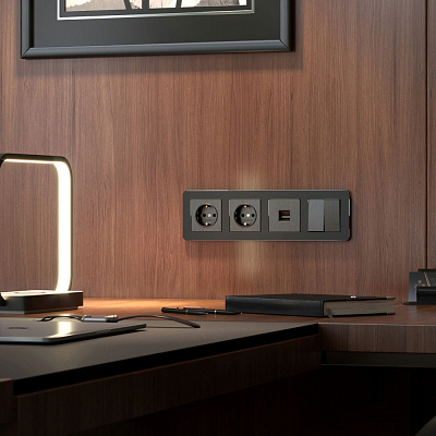 Рамка на 4 поста Werkel Platinum W0042608 черный алюминий a059219