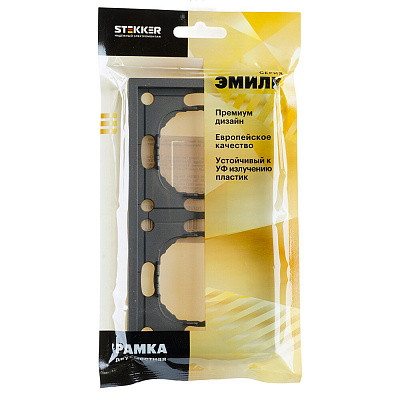 Рамка 2-местная STEKKER Эмили антрацит, soft touch PFR00-5002-09