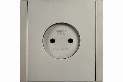 Розетка IEK FORTEPIANO без заземления, без защитных шторок, винтовое крепление, 10А FP518 сталь FP-R10-10-K46