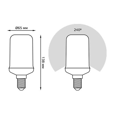 Лампа Gauss T65 5W 20-80lm 1500K E14 Flame LED 157401105 (12 шт)