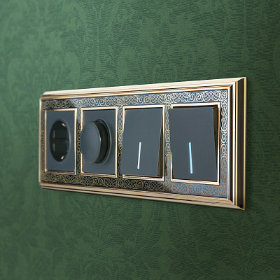 Выключатель одноклавишный проходной с подсветкой Werkel W1112108 черный a051609