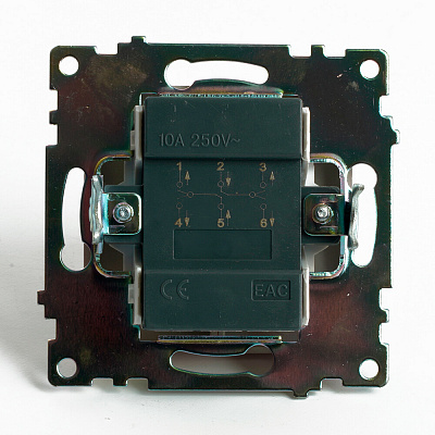 Переключатель 2-клавишный (механизм), STEKKER Катрин GLS10-7107-02, 250V, 10А, шампань