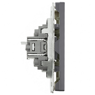 Розетка компьютерная 1-местная RJ-45 (механизм), STEKKER Эмили, RST00-5117-10, платиново-серый, soft touch
