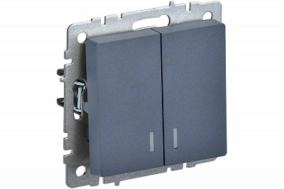 Выключатель двухклавишный с подсветкой IEK Brite ВС10-2-1-БрМ маренго BR-V20-1-10-K35