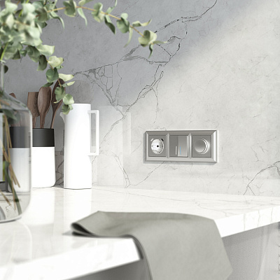 Розетка с заземлением и USB Werkel серебряные a056274