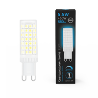 Лампа Gauss G9 AC185-265V 5,5W 580lm 6500K диммируемая LED 107309355