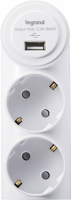 Зарядное устройство Legrand Anam E-Fren USB+2р с заземлением DC 5V 2000mA L855963U1