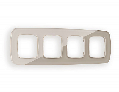 Рамка OMEGA Radian (Серо-бежевый Стекло закаленное натуральное) на 4 поста OF350604